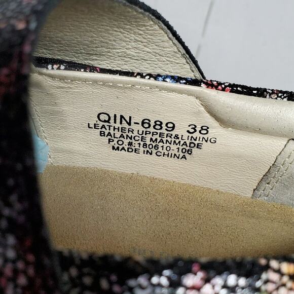 Traq Alegria Qin Garland Floral Print Leather Wedge Heel Professional Clogs 38 - Picture 6 of 12